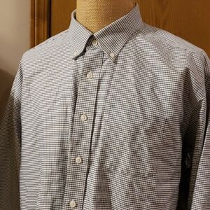 L.L.Bean green white blue checked heavy shirt